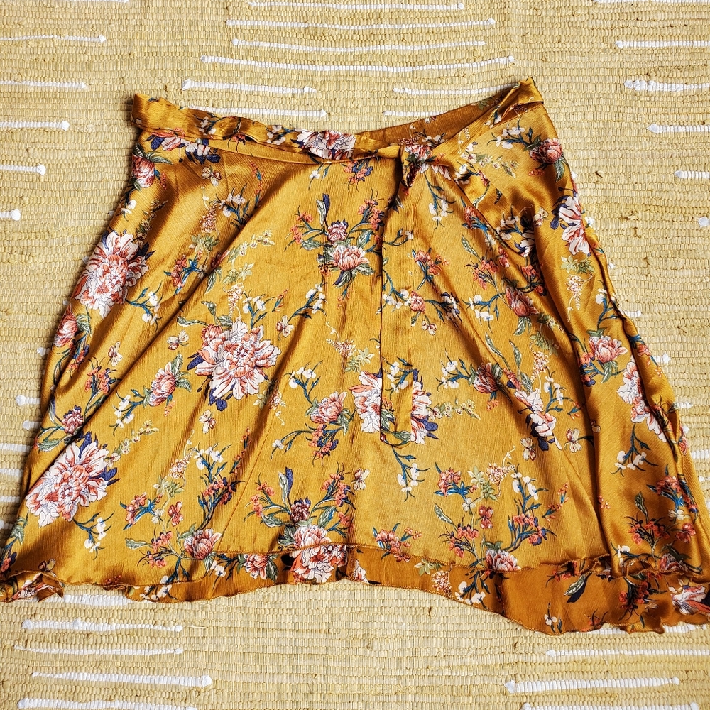 Satin floral skirt